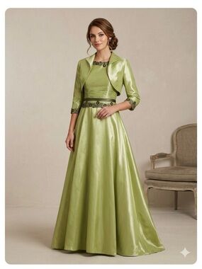 Chris Kole Beaded Taffeta Dress Bolero 8 Flared Formal Gown sequins embroidered